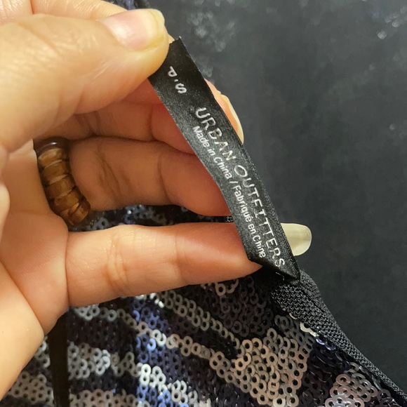 URBAN OUTFITTERS Zebra Sequin Mini Dress Navy Blue S/P - Picture 12 of 17